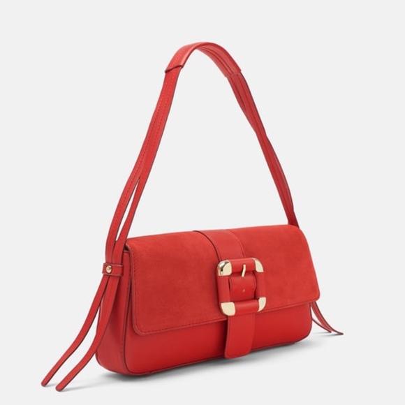 🌞Zara Red Shoulder Purse 143/aq - Picture 3 of 5